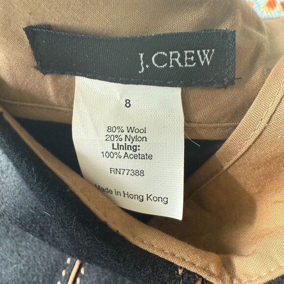 J.Crew Black Felted Wool Blend Piped Pencil Skirt Size 8 Office Professional - Picture 3 of 3